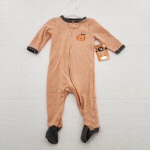 Bon Bébé Halloween Striped Pumpkin Baby Size 0-3M One Piece Footed Pajama
